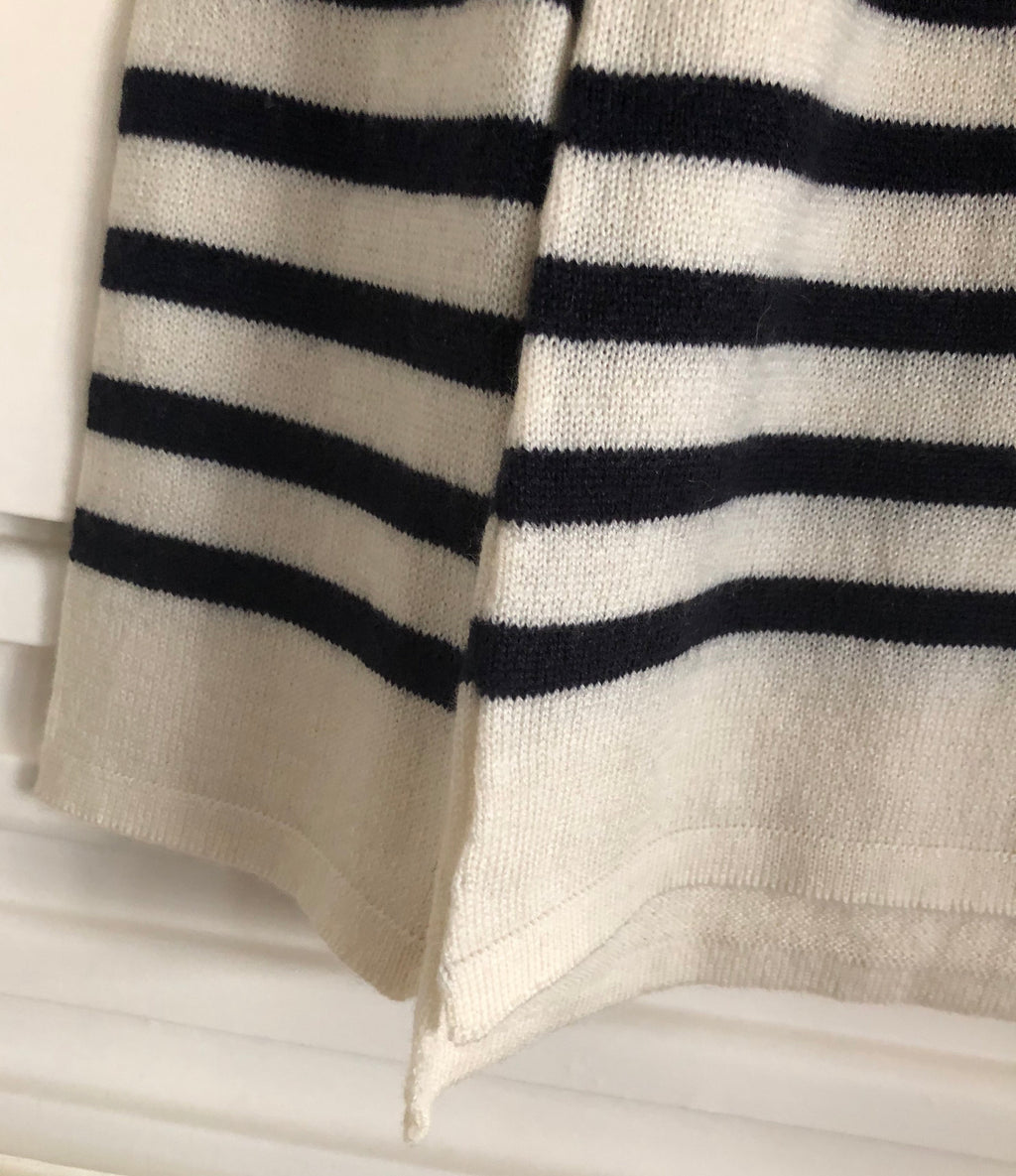 Cashmere silk crew neck sweater stripes