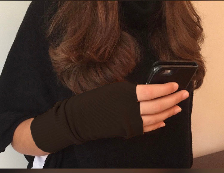 Cashmere hand warmer gloves brown