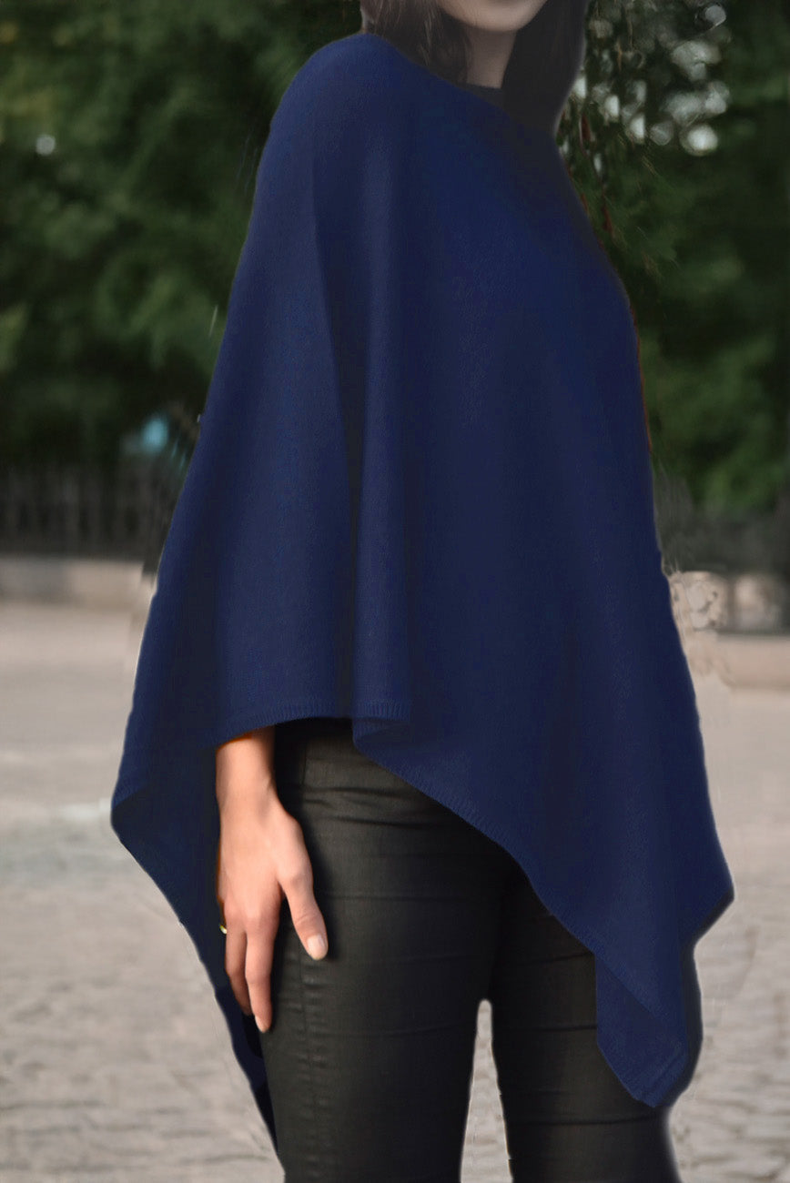 Cashmere classic poncho jeans blue