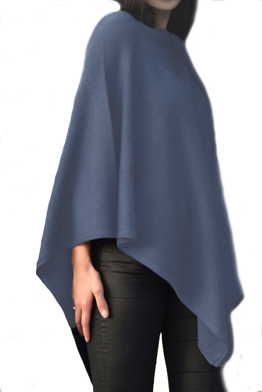 Cashmere classic poncho navy