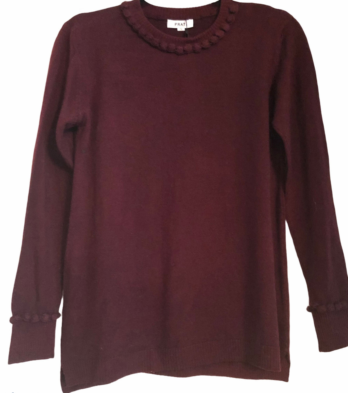 Cashmere pom pom sweater bordeaux