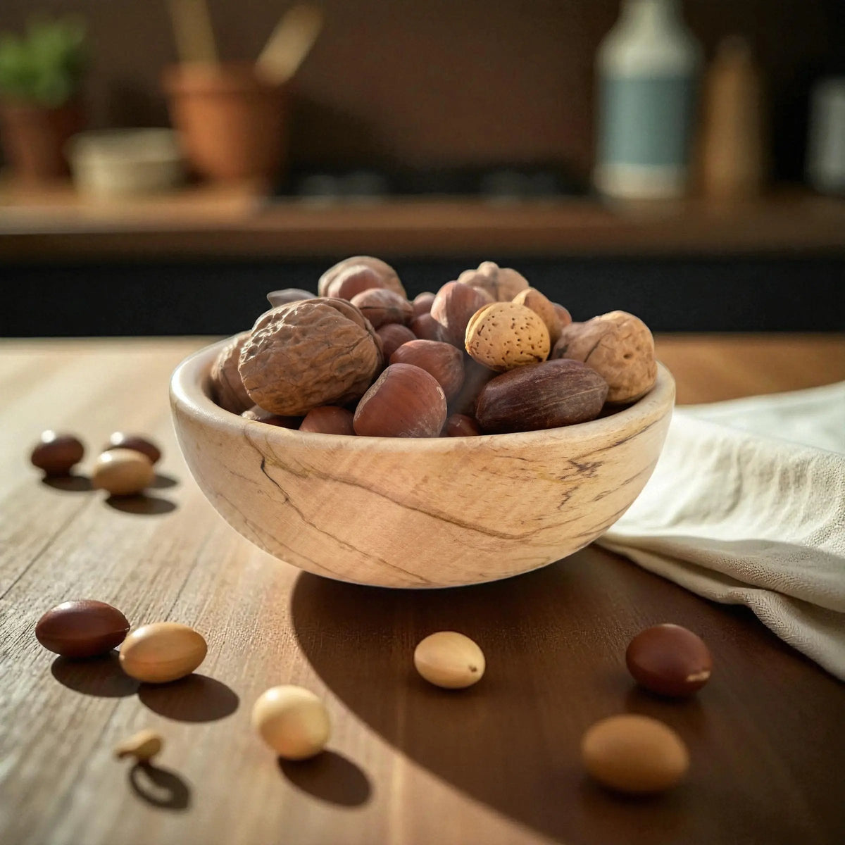 🪵 Hånddreid Bolle i Naturlig Tre – Ø 17 cm