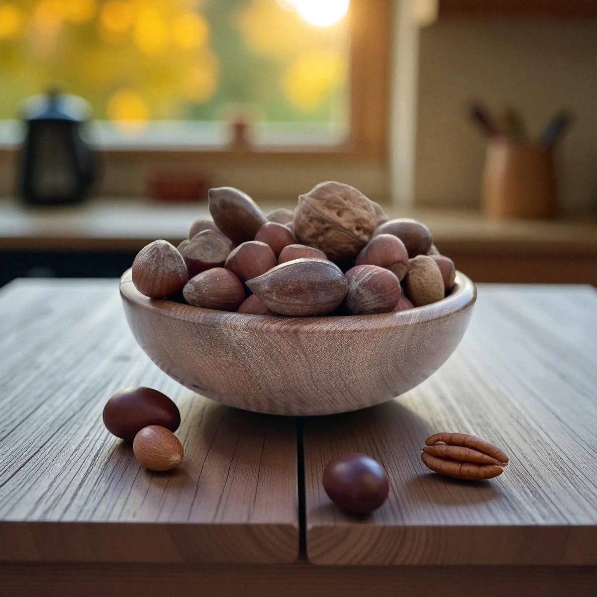 🪵 Hånddreid Bolle i Naturlig Tre – Ø 17 cm