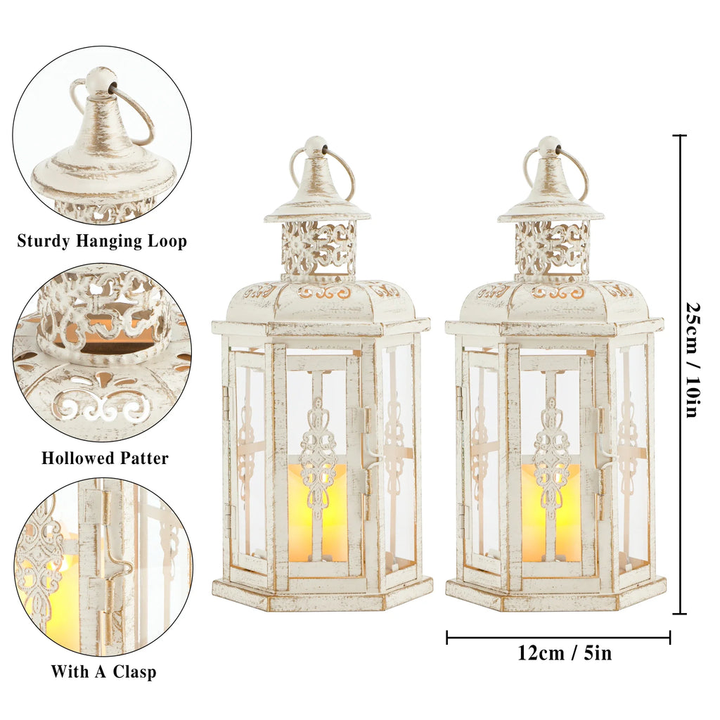 10 inch High Vintage Style Hanging Lantern（Set of 2 ）