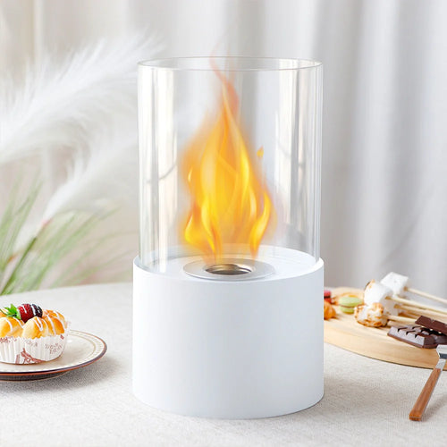 11.4"H  Round Portable Tabletop Fireplace(white)
